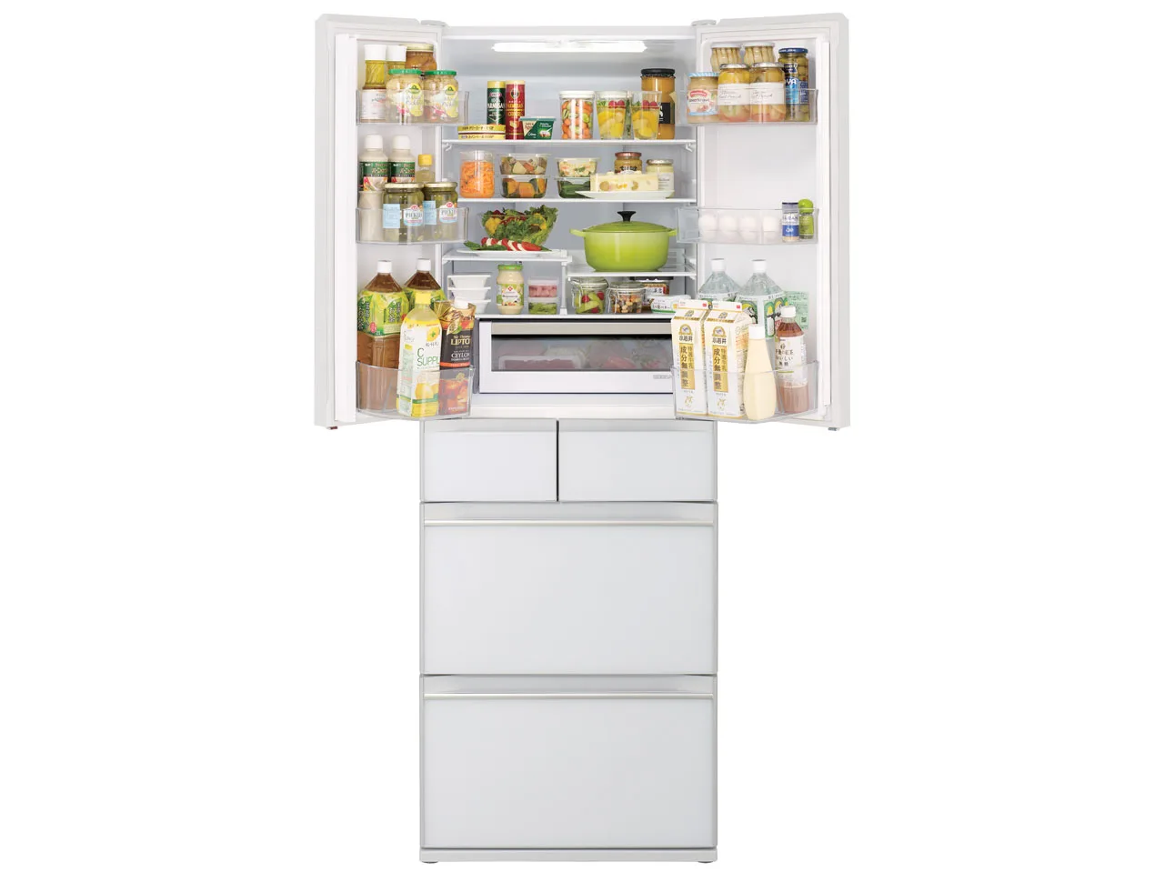 Tủ lạnh Hitachi R-HW52N thiết kế 6 cánh mặt gương